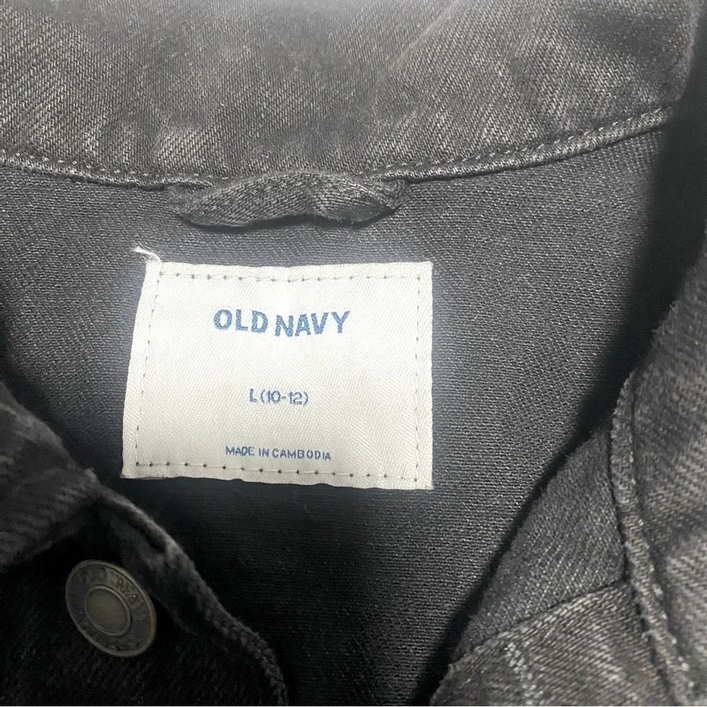 Old Navy Long Sleeve Denim Jean Jacket Black Wash Girls Size Large (10-12)